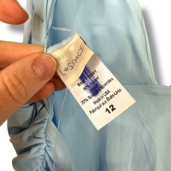 L Space NWT Sydney Sky Blue Plunging Cutout Back One-Piece Swimsuit Size 12 - Picture 10 of 10